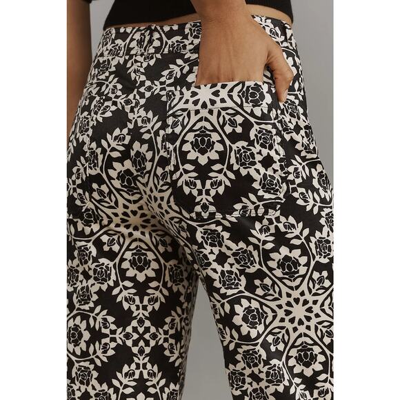 NWT ANTHROPOLOGIE The Ettie High-Rise Crop Wide-Leg Pants by Maeve $148 27P B&W - Picture 3 of 5